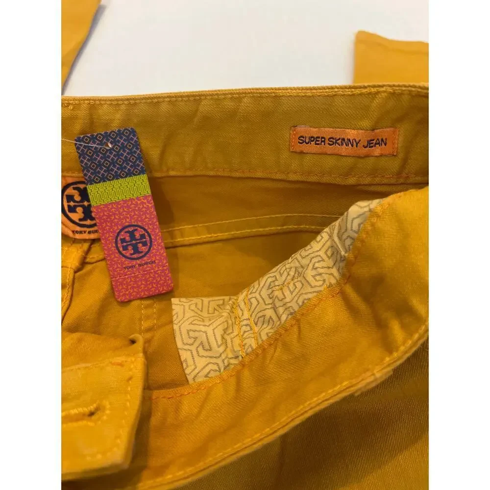 Tory Burch SUPPEY Skin pants golden yellow size 28 NWT
